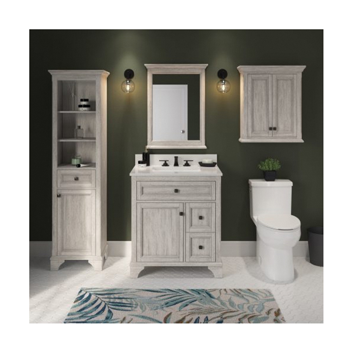 Foremost Ellery EBGW2428 Wall Cabinet, 2-Door, 2-Shelf, Wood, Vintage Gray - 3