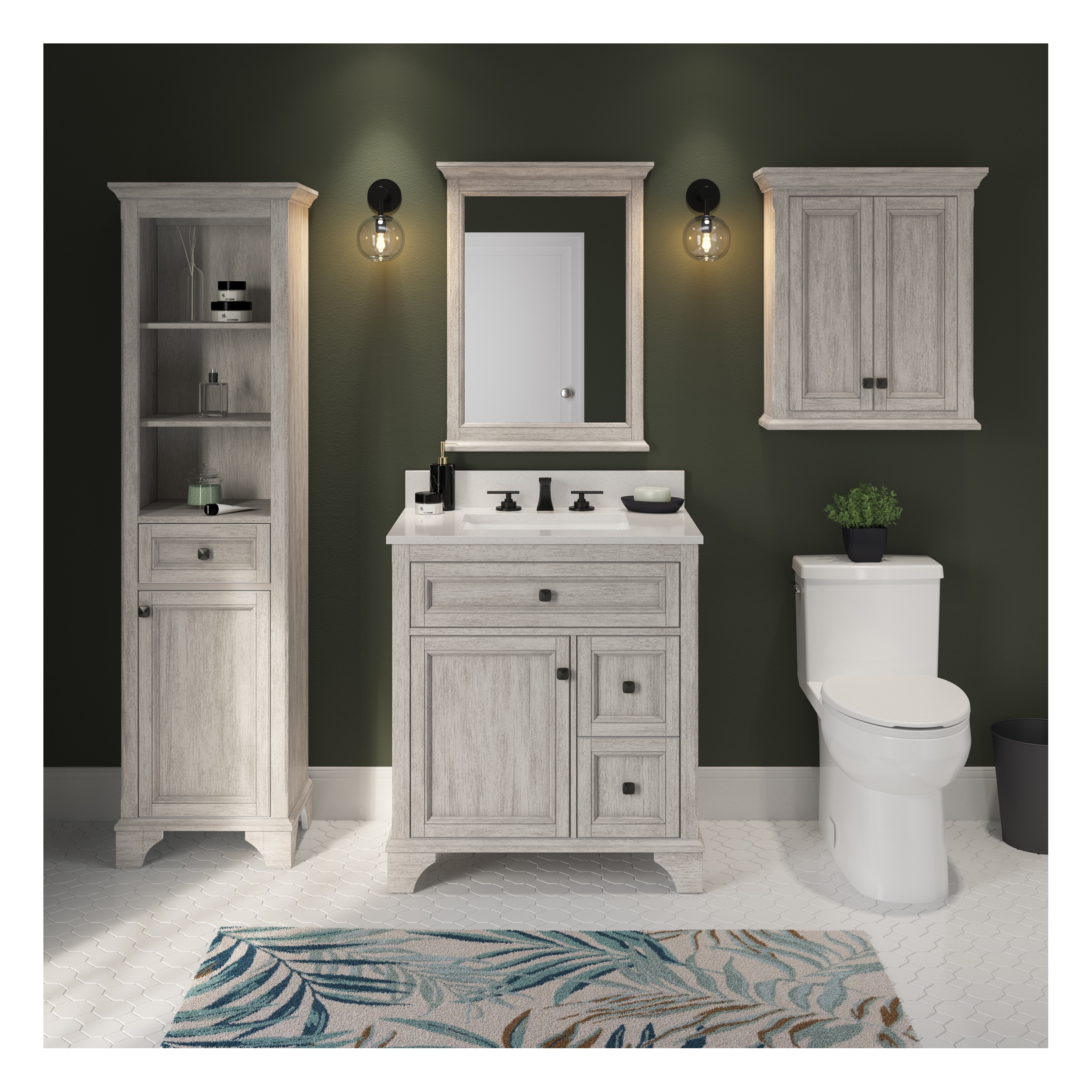 Foremost Ellery Series EBGM2432 Framed Mirror, 32 in L, 24 in W, Vintage Gray Frame - 2