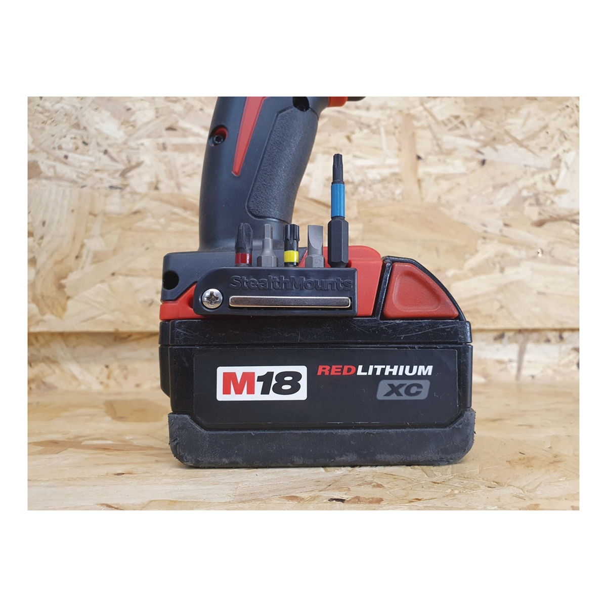 StealthMounts BH-MW18-RED-2 Magnetic Bit Holder, ABS, For: Milwaukee M18 Tools, 2/PK - 4