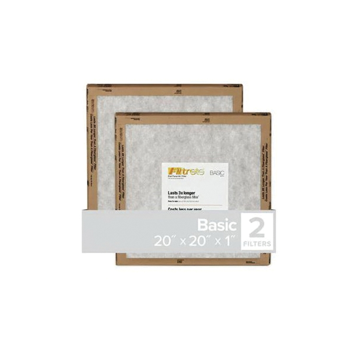 Filtrete FPL02-2PK-24 Flat Panel Air Filter, 20 in L, 20 in W, 2 MERV, For: Air Conditioner, Furnace and HVAC System - 3