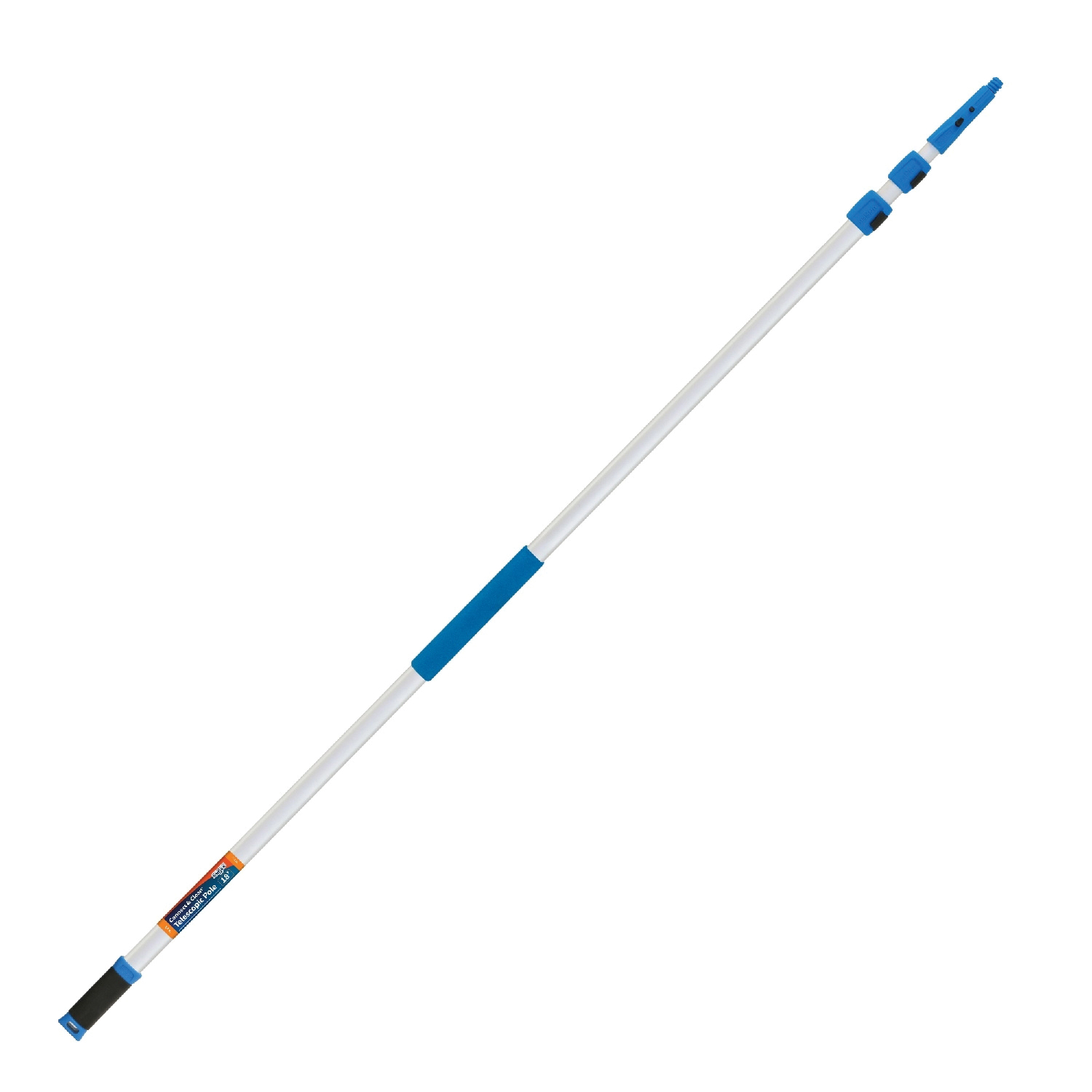 972960 Telescopic Pole with Locking Cone and Quick-Flip Clamps, 6 ft Min Pole L, 18 ft Max Pole L