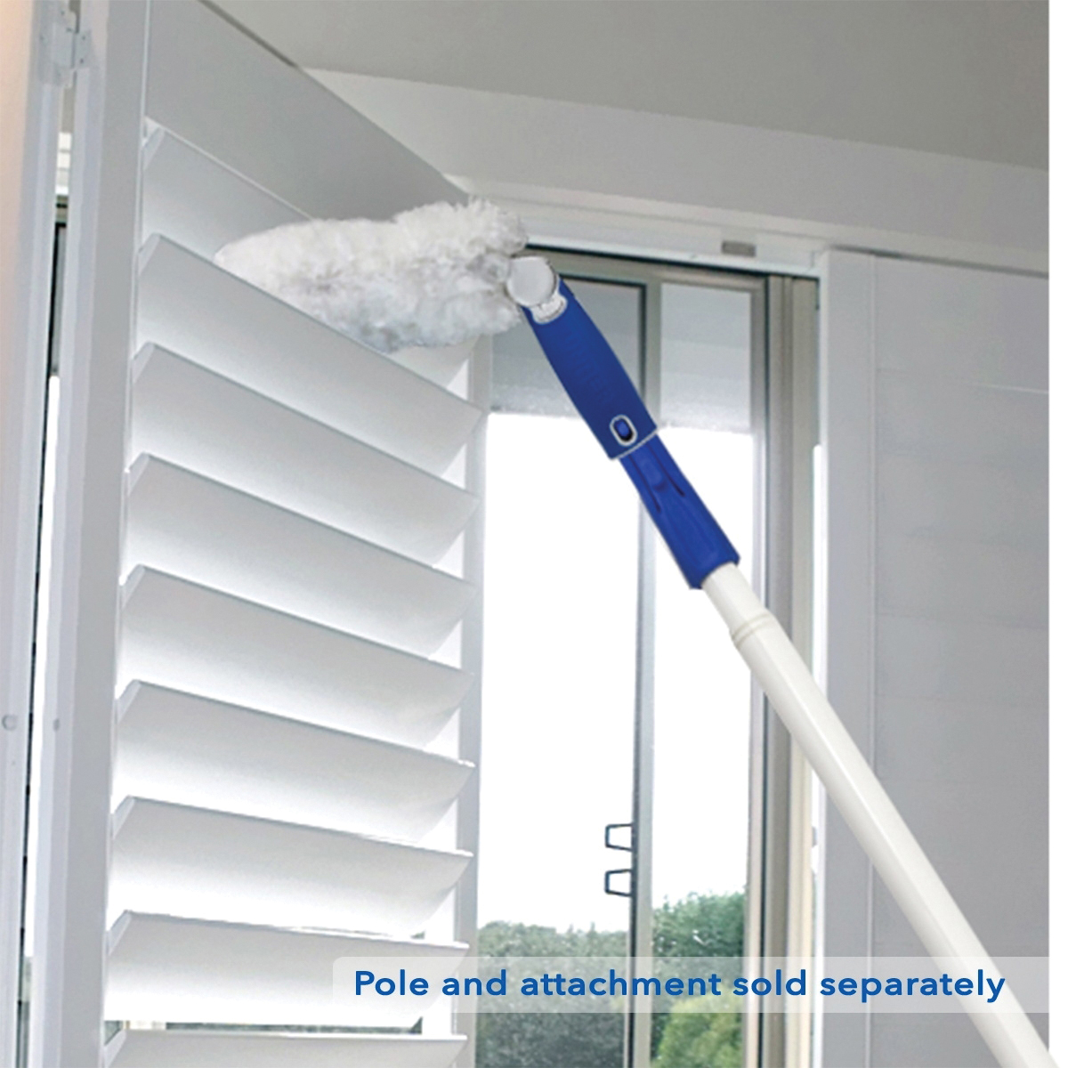 Unger 989350 Wide Blind Duster, 3 in Head, Microfiber Head, 6 in L Handle, Blue/White - 3