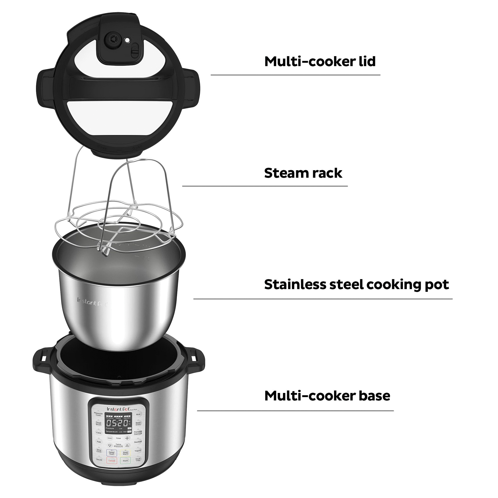 Instant Duo Series 112-0126-01 Deep Fryer, 6 qt Capacity, 1000 W, Button Control, 18/8 Stainless Steel, Black, 12.2 in L