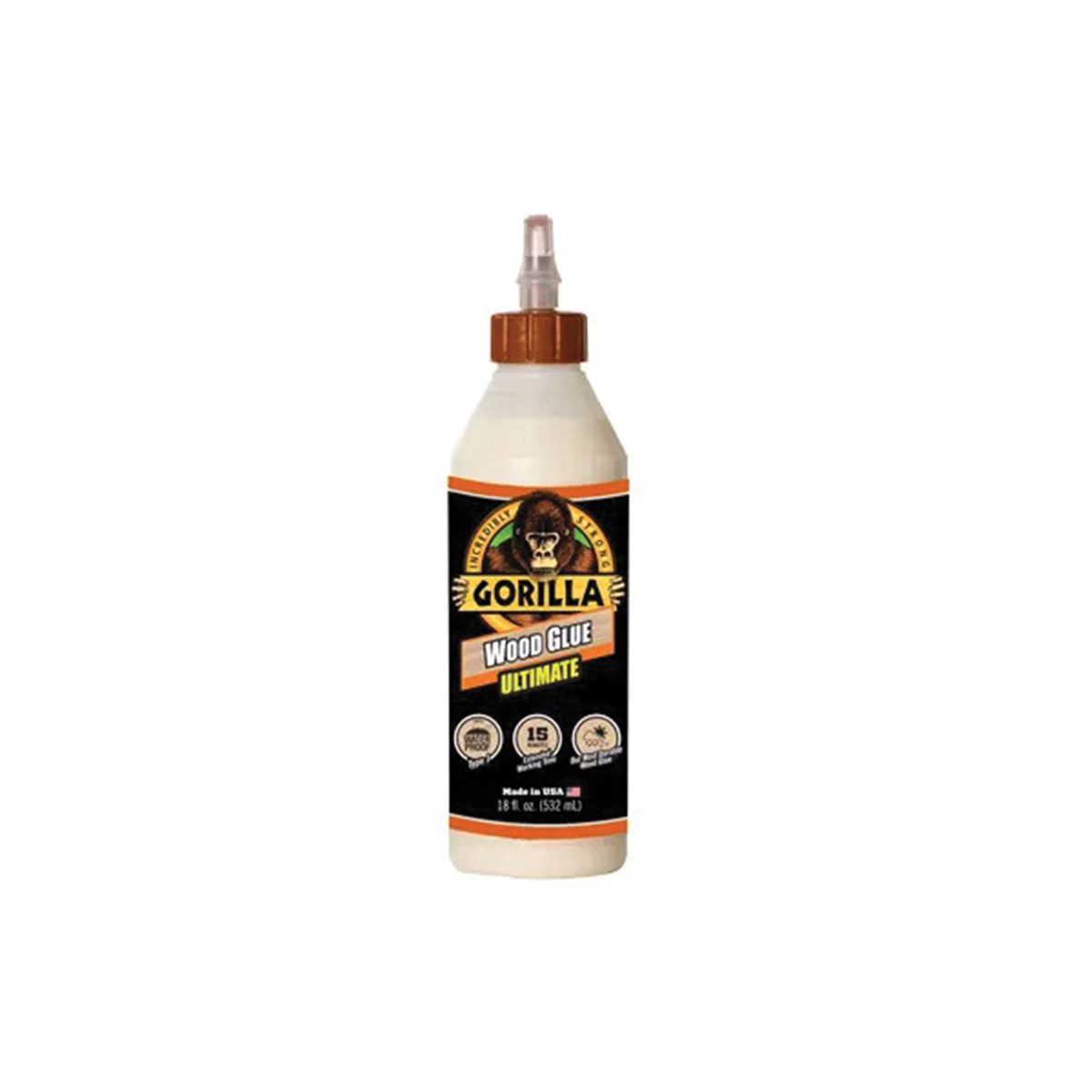 Gorilla 104406 Extra Strength Glue, Natural Wood, 18 oz Bottle
