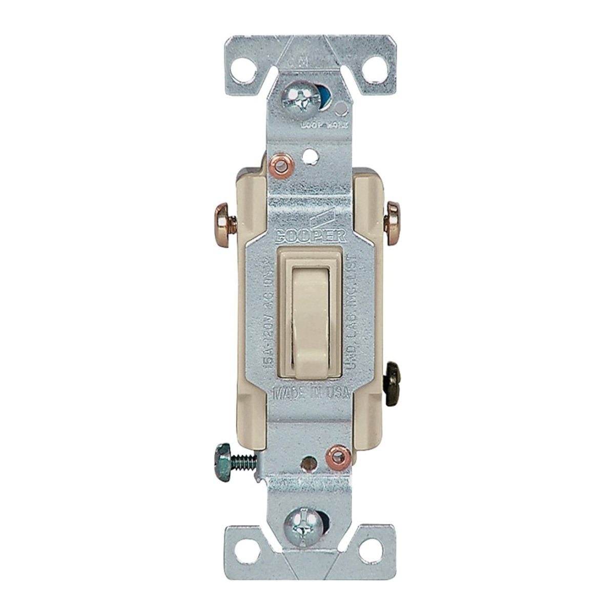 1303-7V-10-L Toggle Switch, 15 A, 120 V, 3-Position, Push-In Terminal, Polycarbonate Housing Material, Ivory
