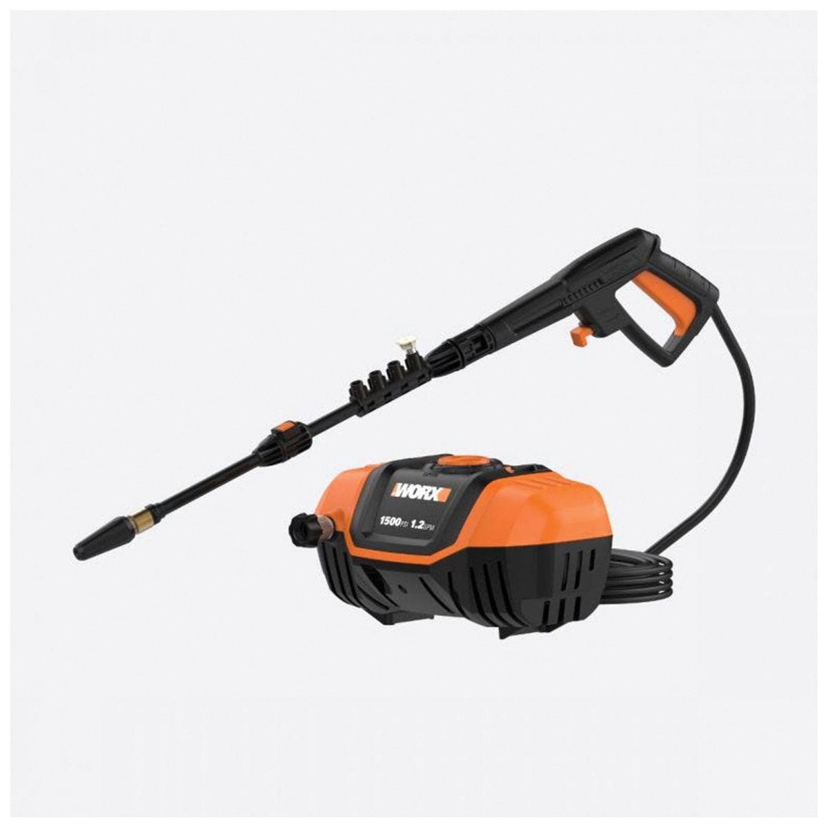 WORX WG601 Electric Pressure Washer, 13 A, 120 V, Axial Cam Pump, 1500 to 2000 psi Operating, 1.2 to 1.85 gpm