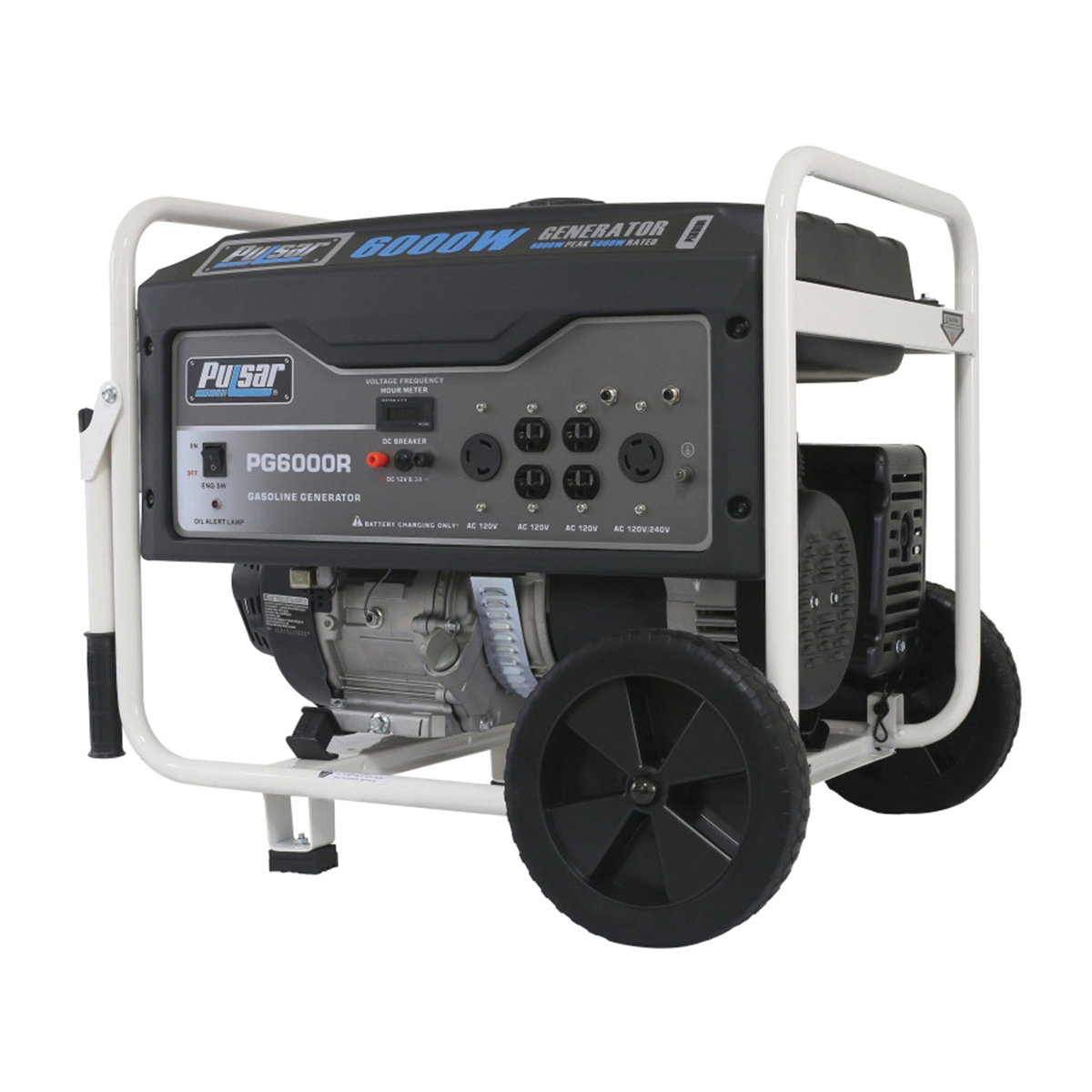 Pulsar PG6000R Portable Generator, 42/21 A, 120/240 V, Gasoline, 5.2 gal Tank, 11.5 hr Run Time, Recoil Start - 2