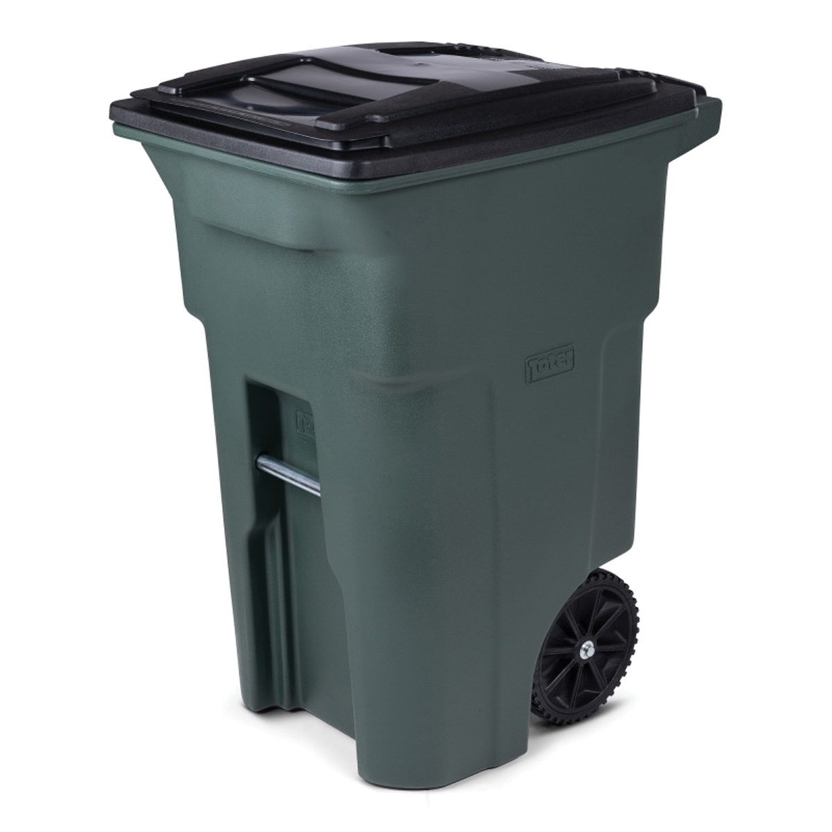 79296-R2968 Trash Can with Wheels and Attached Lid, 96 gal Capacity, Polyethylene, Greenstone, Lid Closure