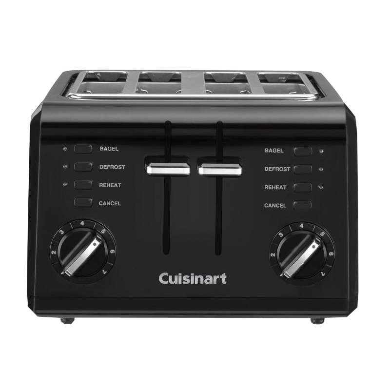 CPT-142BK Toaster, 4-Slice, 7, Button, Dial, Lever Control, Plastic/Stainless Steel, Black