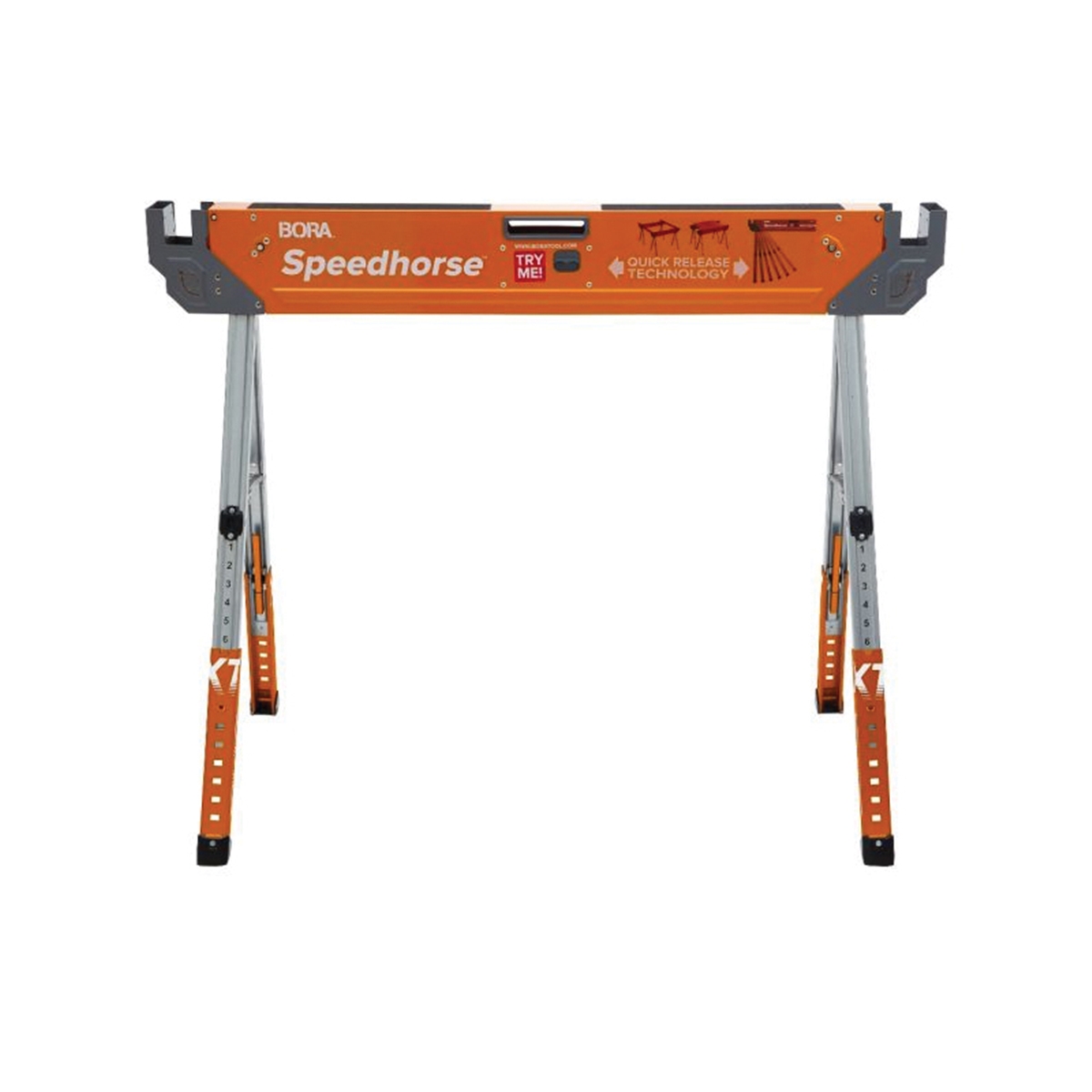 Bora Portamate Speedhorse PM-4550 Adjustable Sawhorse, 1500 lb, 30 to 36 in H, Steel, Orange - 4