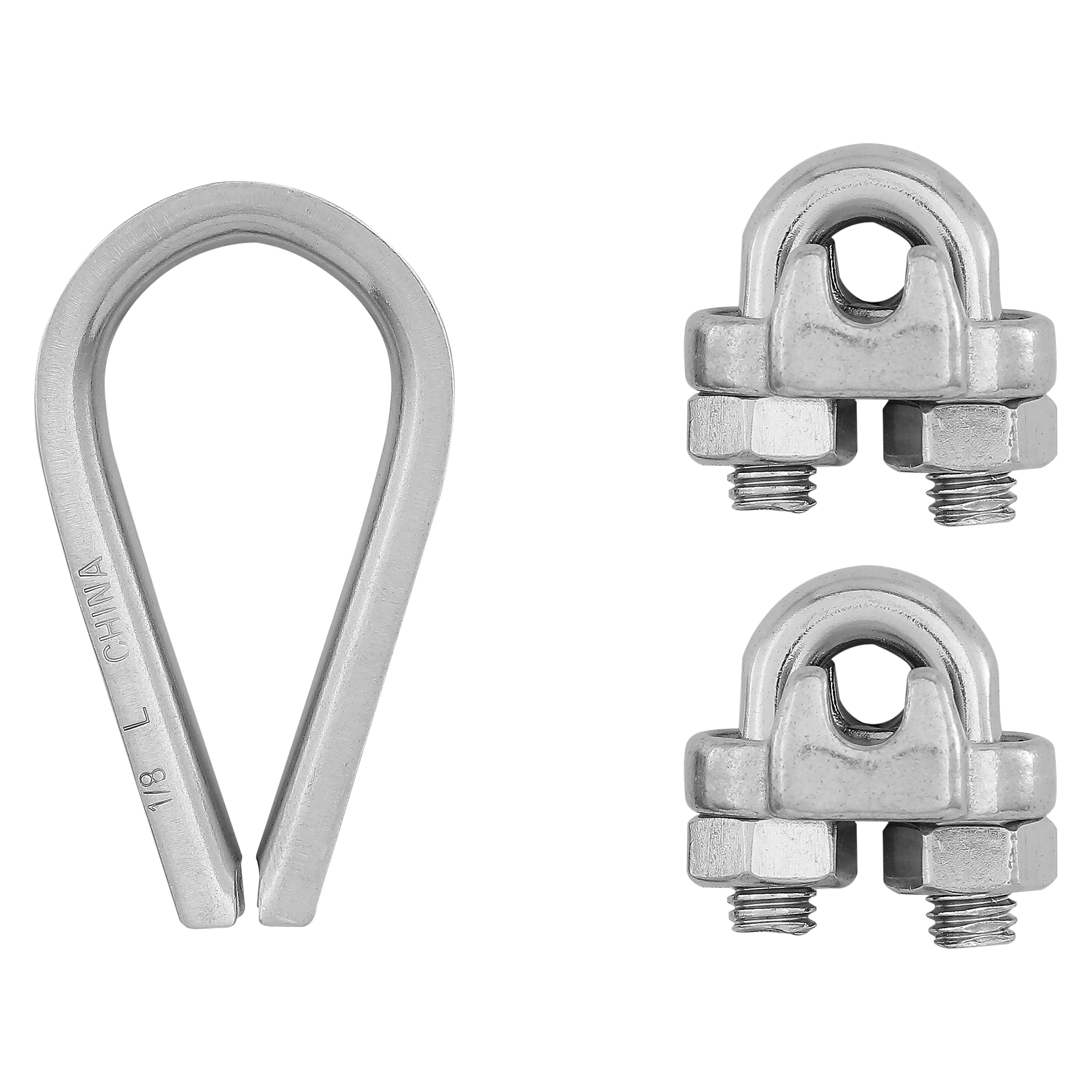 N100-349 Cable Clamp Kit, 1/8 in Dia Cable, Stainless Steel