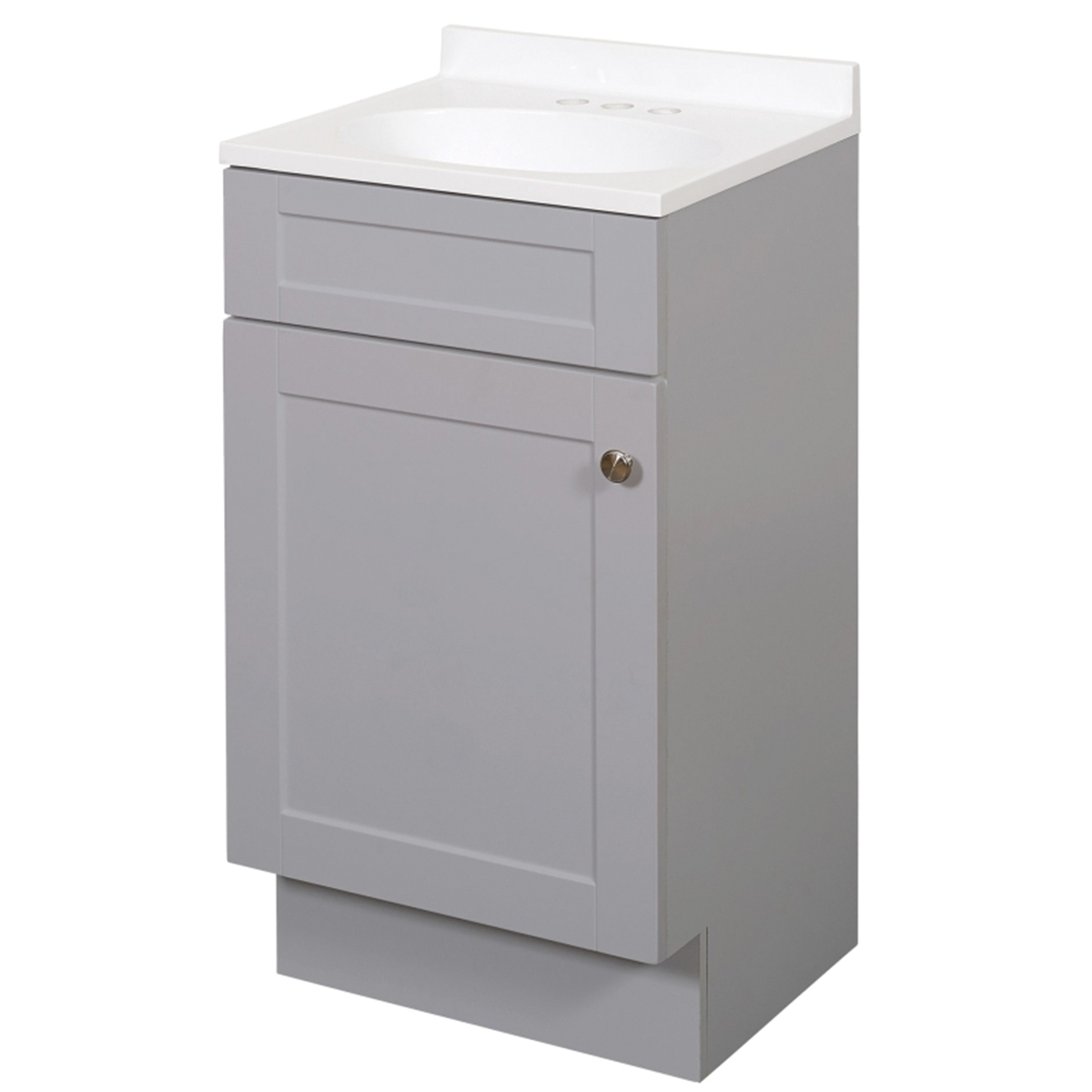 SBC18GY 1-Door Shaker Vanity with Top, Wood, Cool Gray, Cultured Marble Sink, White Sink