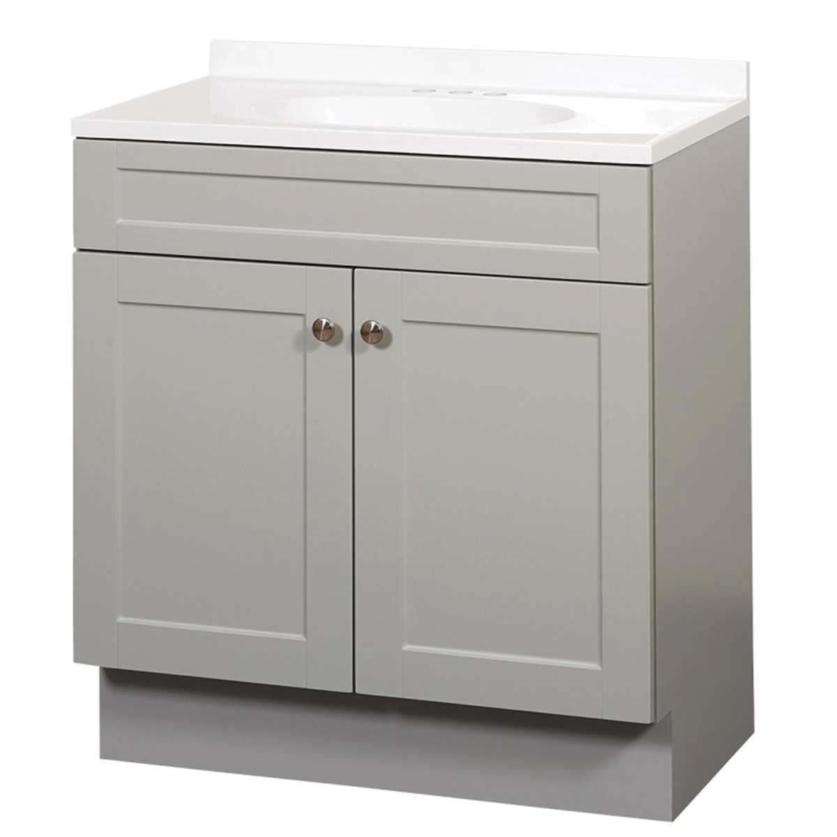 SBC36GY 2-Door Shaker Vanity with Top, Wood, Cool Gray, Cultured Marble Sink, White Sink