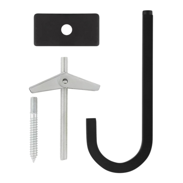 National Hardware N275-510 Long Hook, 5 in H, Steel, Black, Ceiling, Screw Mounting