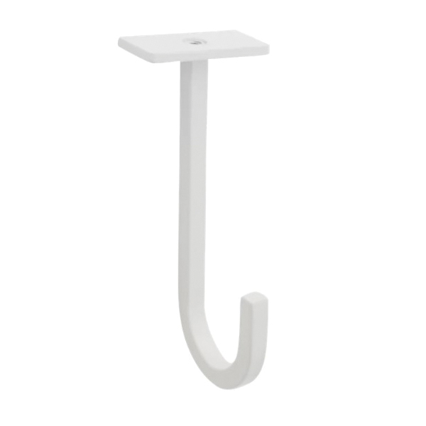 N275-512 Long Hook, 5 in H, Steel, White, Ceiling, Screw Mounting