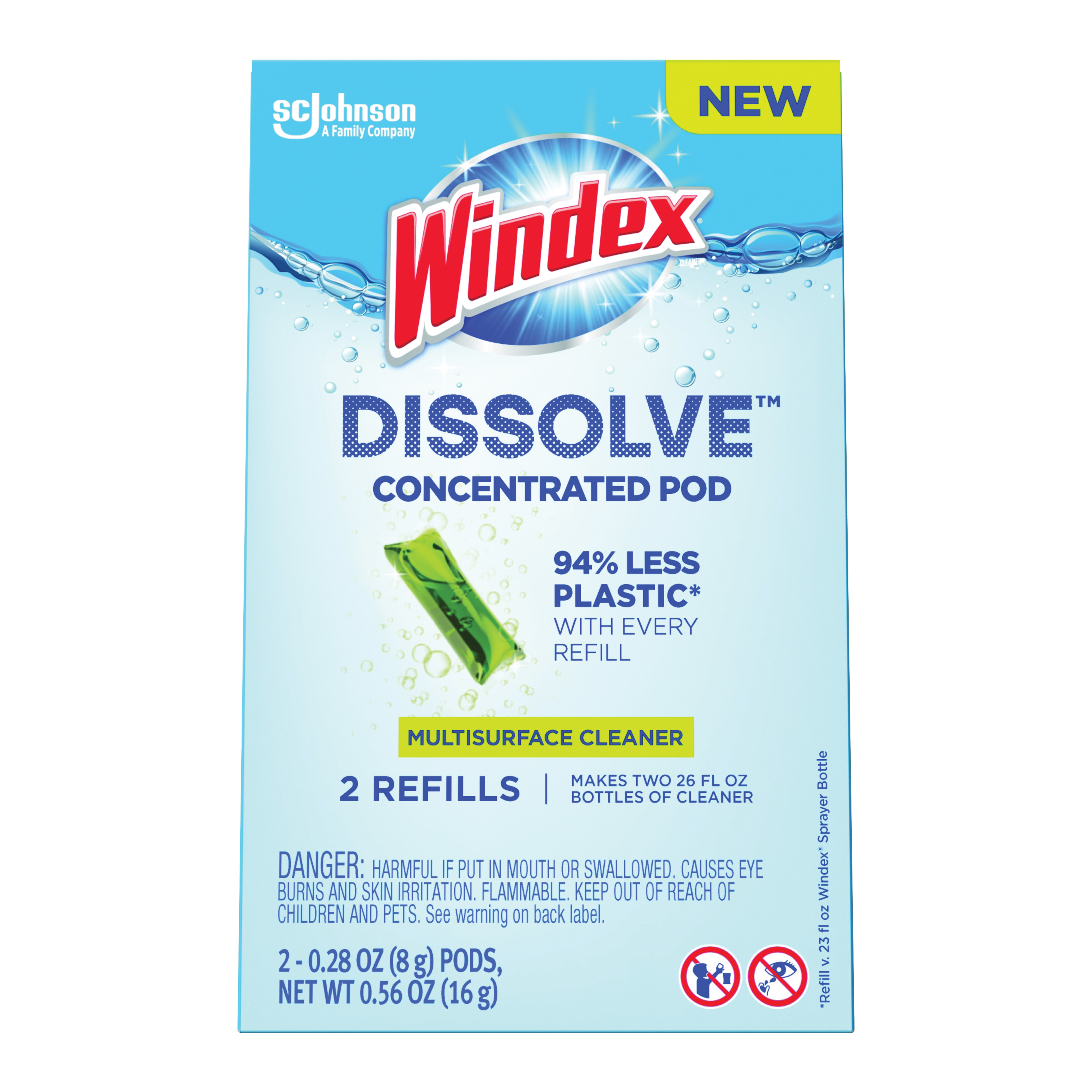 Dissolve 00401 Multi-Surface Cleaner Refill, 0.28 oz, Dissolve Pod, Citrus, Green