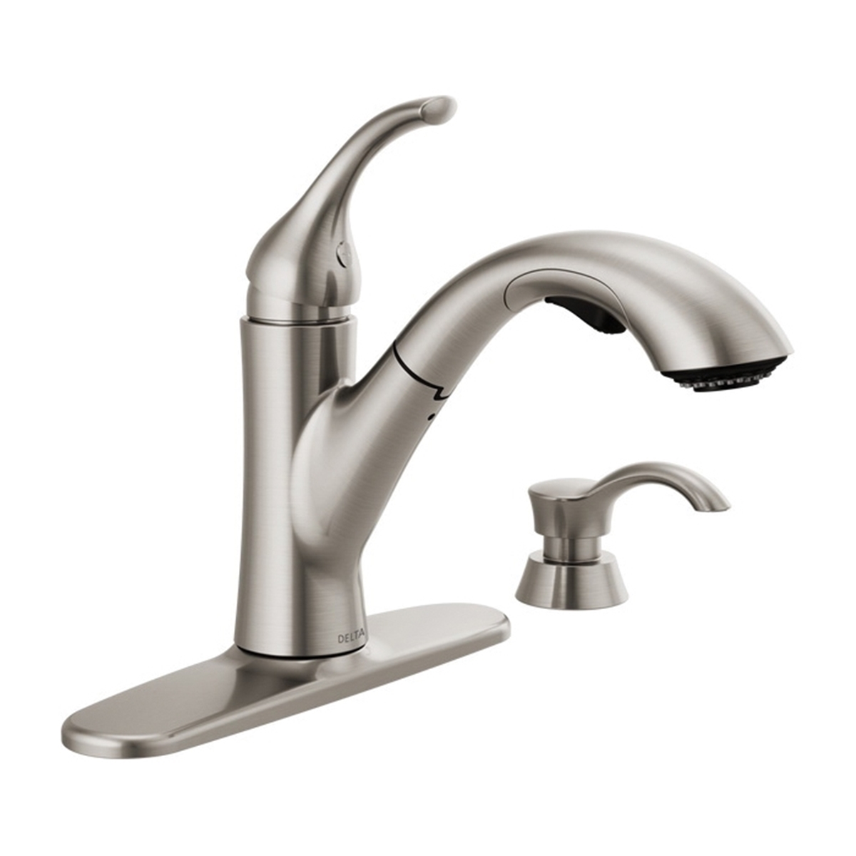 Kessler Kitchen Faucet, Delta, Pull Out, 1-Handle, Stainless, Includes Soap Dispenser - 2