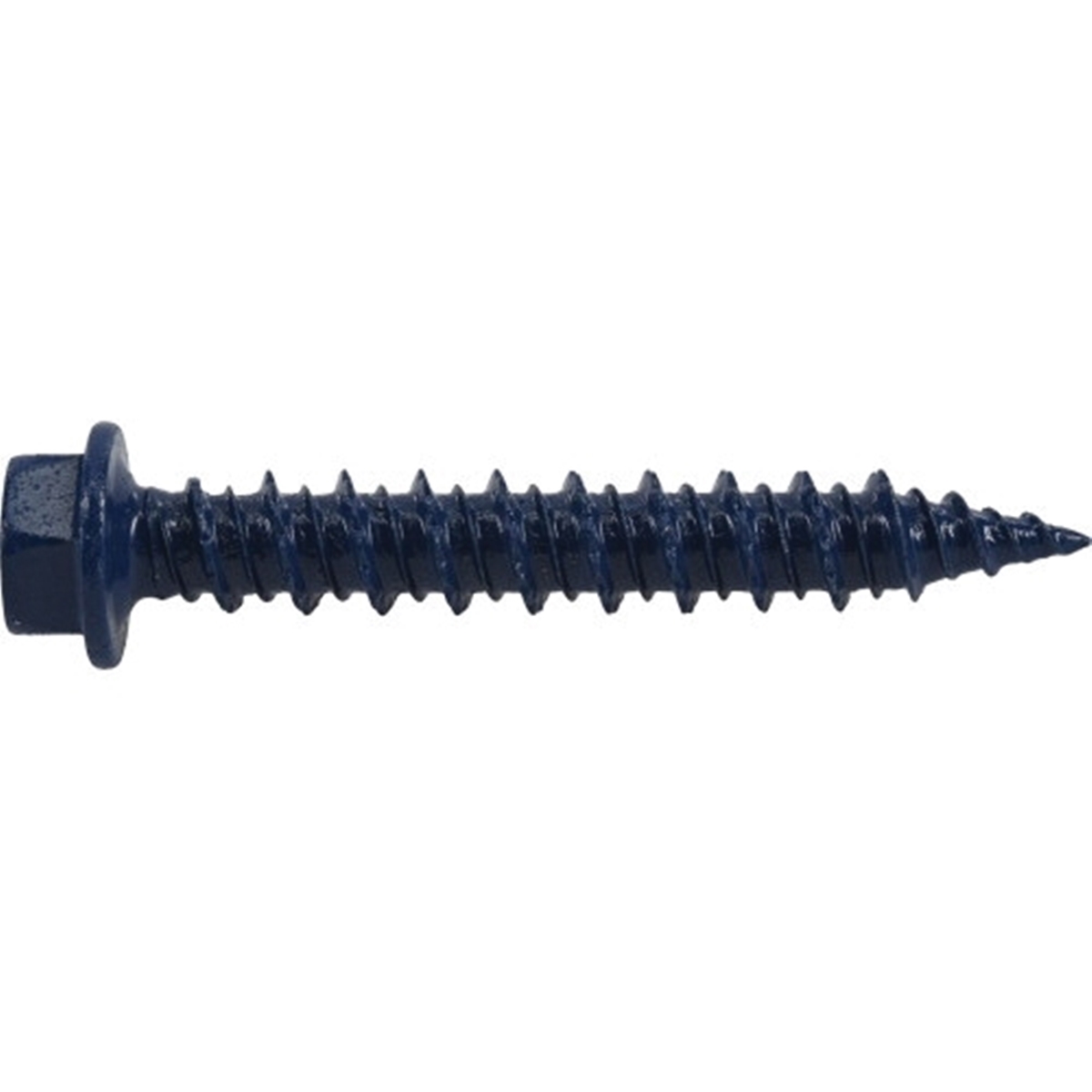 Power Pro 377244 Concrete Screw Anchor, 1/4 in Dia, 1-3/4 in L, Carbon Steel, Epoxy-Coated, Blue, 18/PK