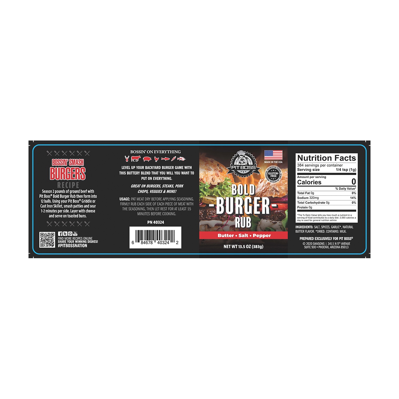 Bold Burger Rub, Pit Boss, Butter, Pepper, Salt, 13.5 oz - 2