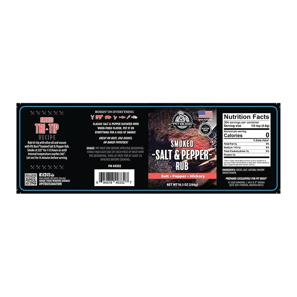 Smoked Rub, Pit Boss, Hickory, Pepper, Salt, 11 oz - 2