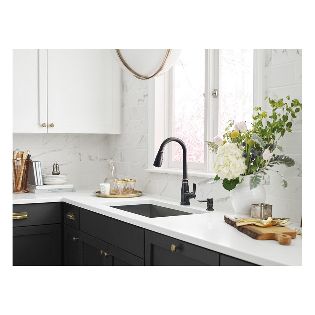 Morado Kitchen Faucet, Moen, Pull Down, 1-Handle, Mediterranean Bronze, Includes Soap Dispenser - 4