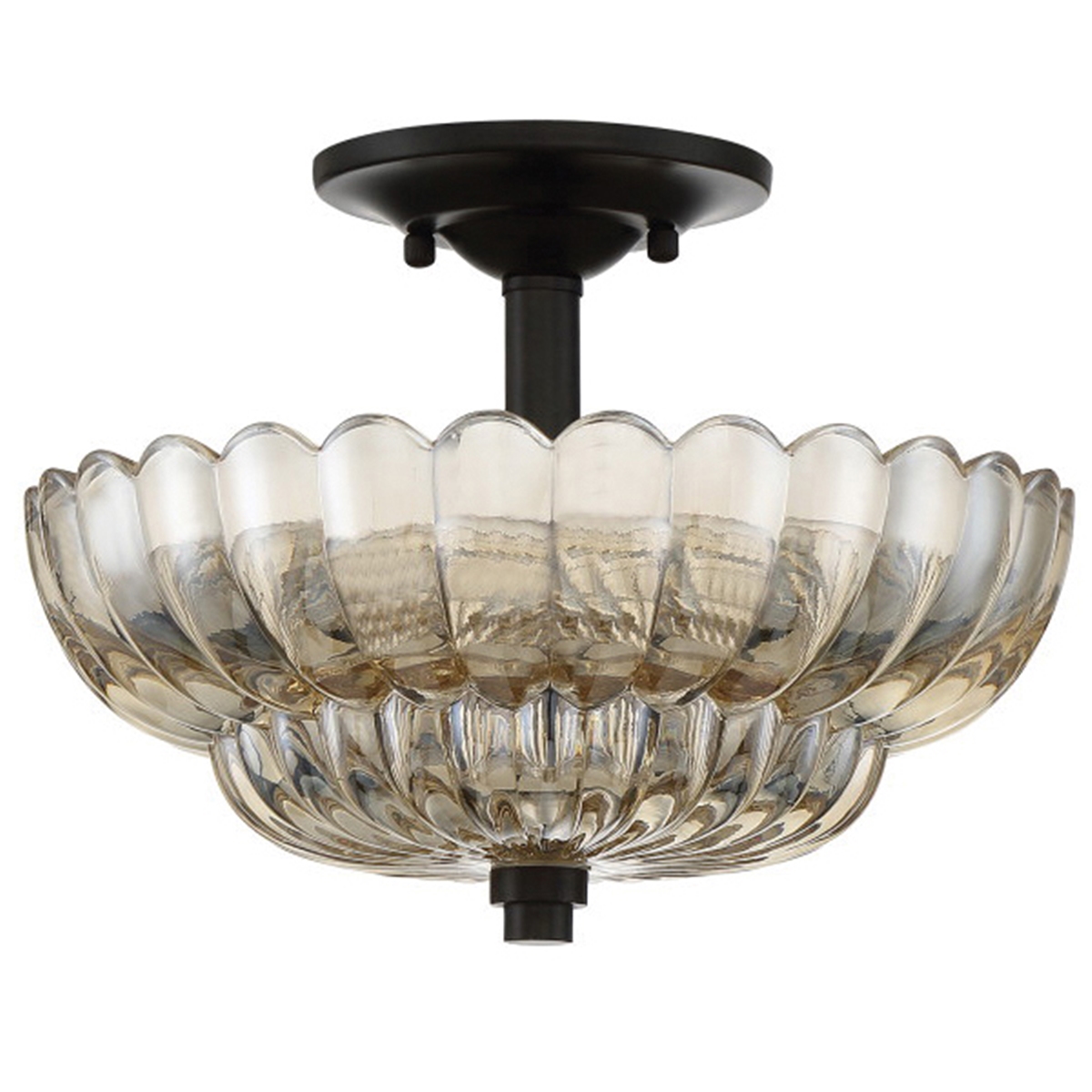 Whitecap Semi-Flush Ceiling Light, Quoizel, 3-Light, Mottled Coca, 11-3/4 in W - 2