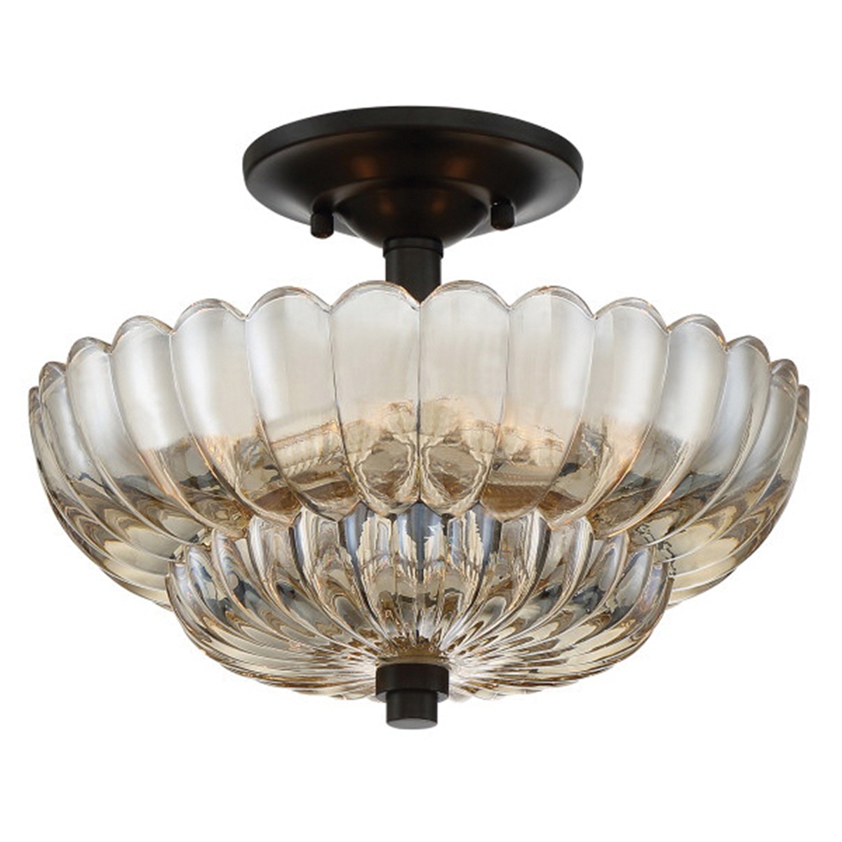 Whitecap Semi-Flush Ceiling Light, Quoizel, 3-Light, Mottled Coca, 11-3/4 in W - 3