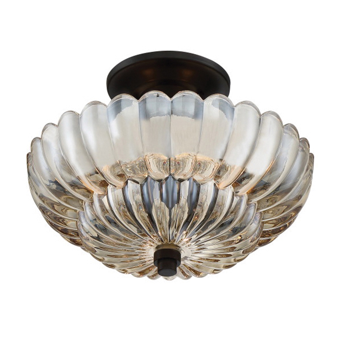 Whitecap Semi-Flush Ceiling Light, Quoizel, 3-Light, Mottled Coca, 11-3/4 in W - 4