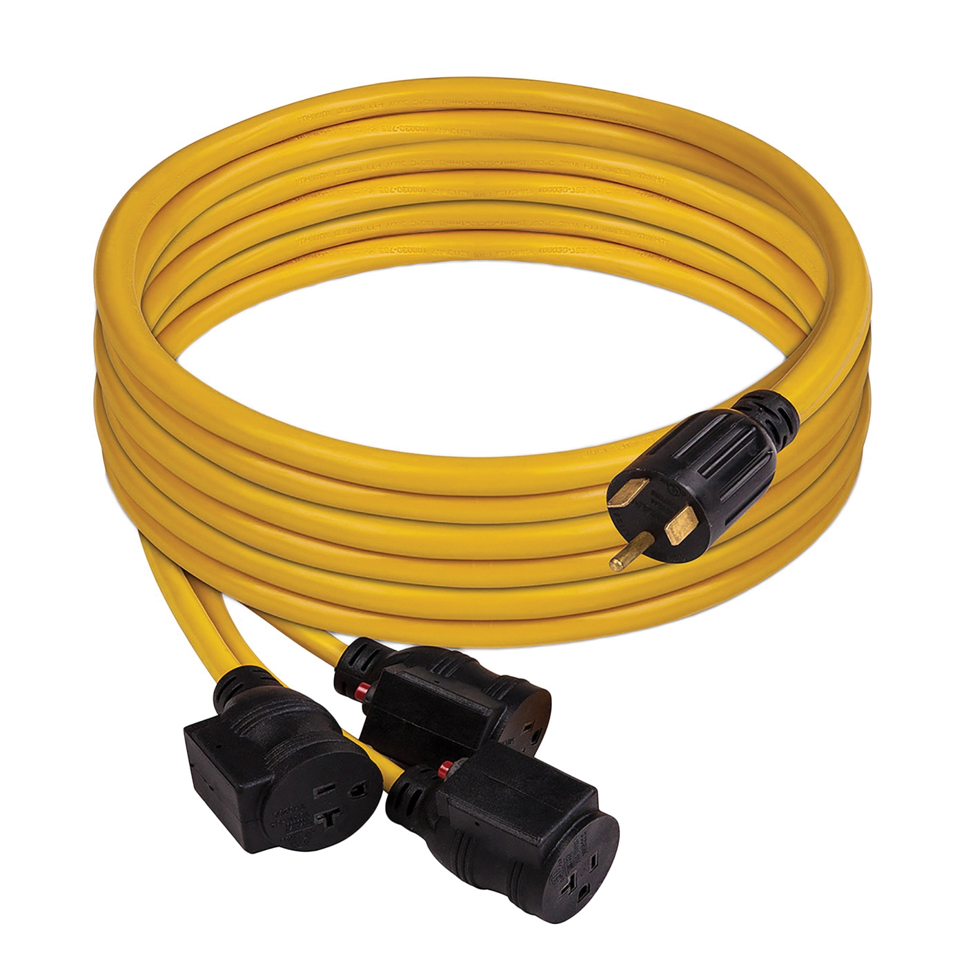 Accessories Series 1101 Portable Power Cord, Male, Female, 10 ga Wire, 25 ft L, Plastic Sheath, Yellow Sheath