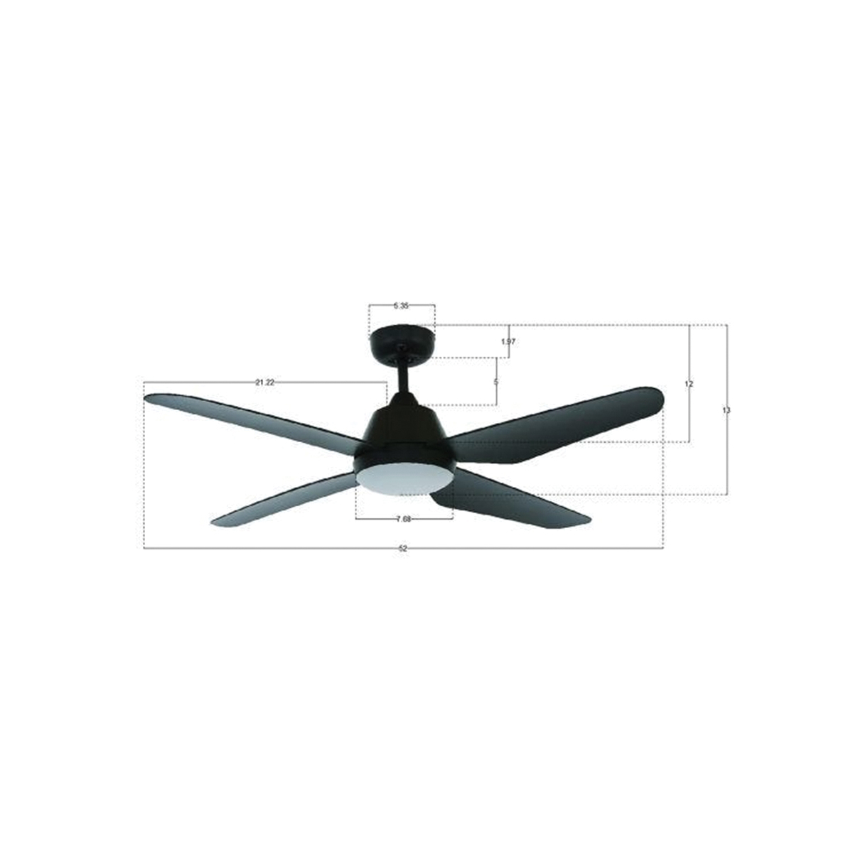 Aria Indoor Ceiling Fan, Lucci Air, with LED & Remote, 52 in Dia, Black - 2