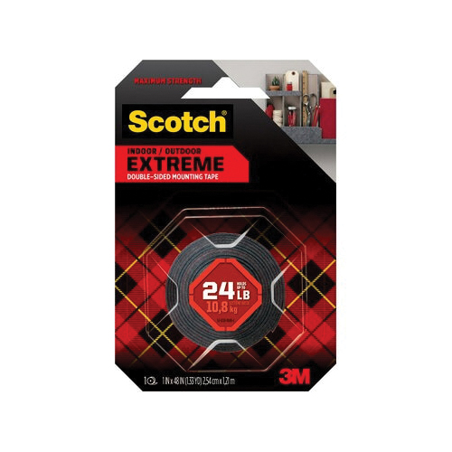 Scotch-Mount 414H Double-Sided Mounting Tape, 60 in L, 1 in W, Black - 3