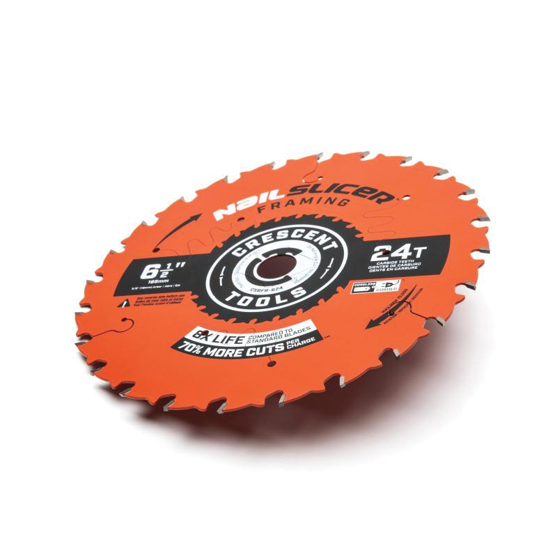 Crescent NailSlicer CSBFR-624-10 Framing Circular Saw Blade, 6-1/2 in Dia, 24-Teeth, Carbide Cutting Edge - 2