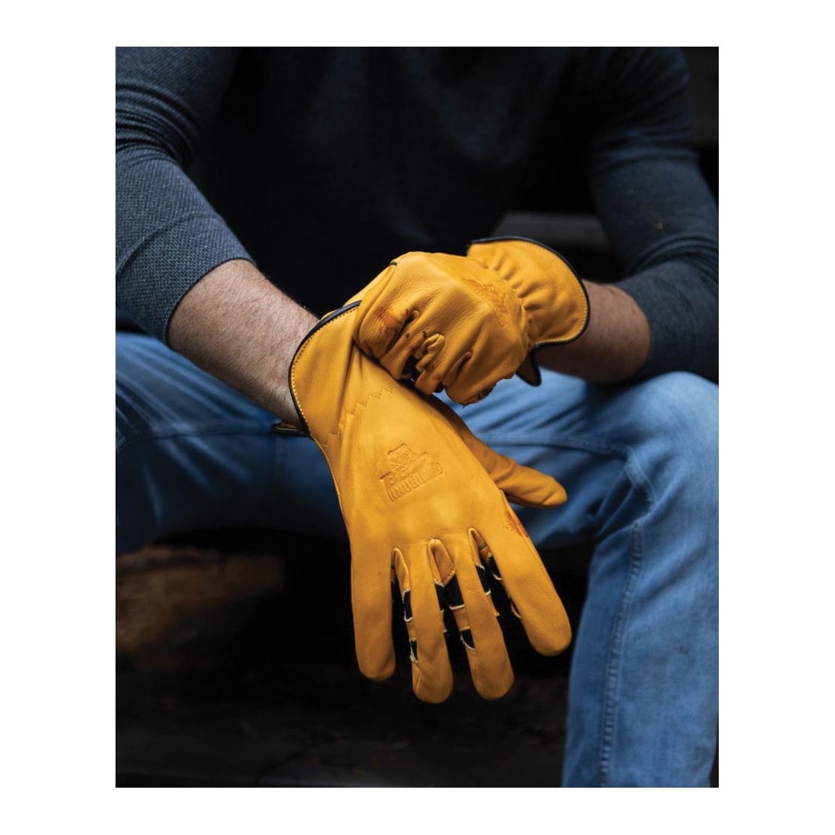 Cowhide Leather Driver Gloves, Bear Knuckles, Men's, Extra-Small, Yellow - 2