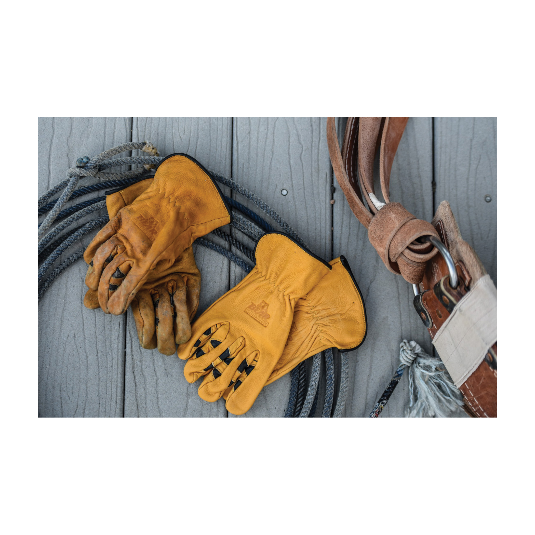 Cowhide Leather Driver Gloves, Bear Knuckles, Men's, Extra-Small, Yellow - 4