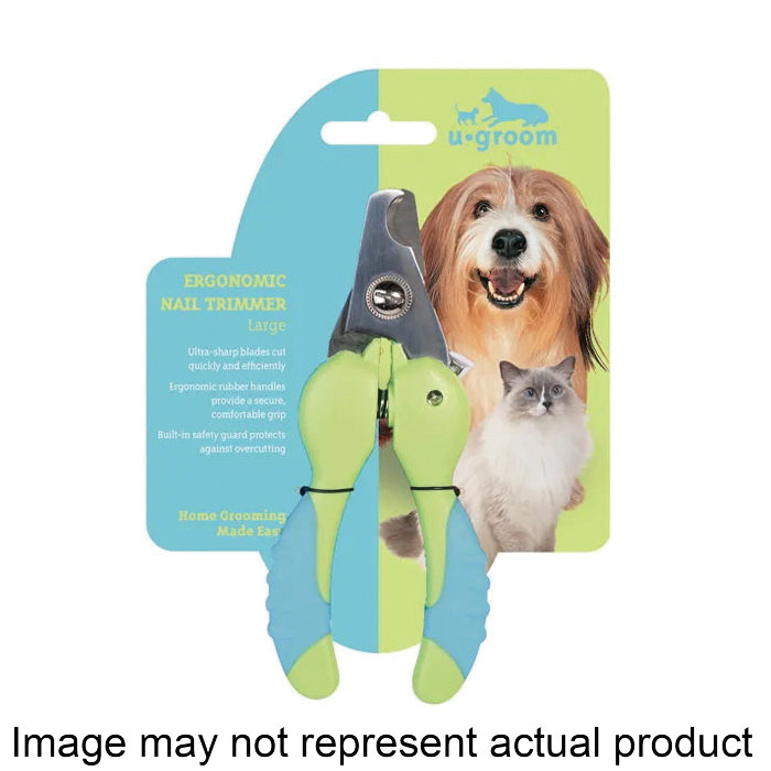 U-Groom US2105 18 Nail Trimmer, Large, Cat/Dog, Stainless Steel/Rubber, Blue/Green