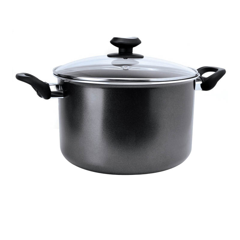 Elements Series EEGY-4508 Stock Pot with Tempered Glass Lid, 8 qt Capacity, Aluminum, Ergonomic Handle