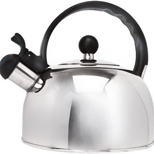 Simon Series TTK-6520 Stovetop Whistling Tea Kettle, 2 qt Capacity, Ergonomic Handle, Stainless Steel, Polished