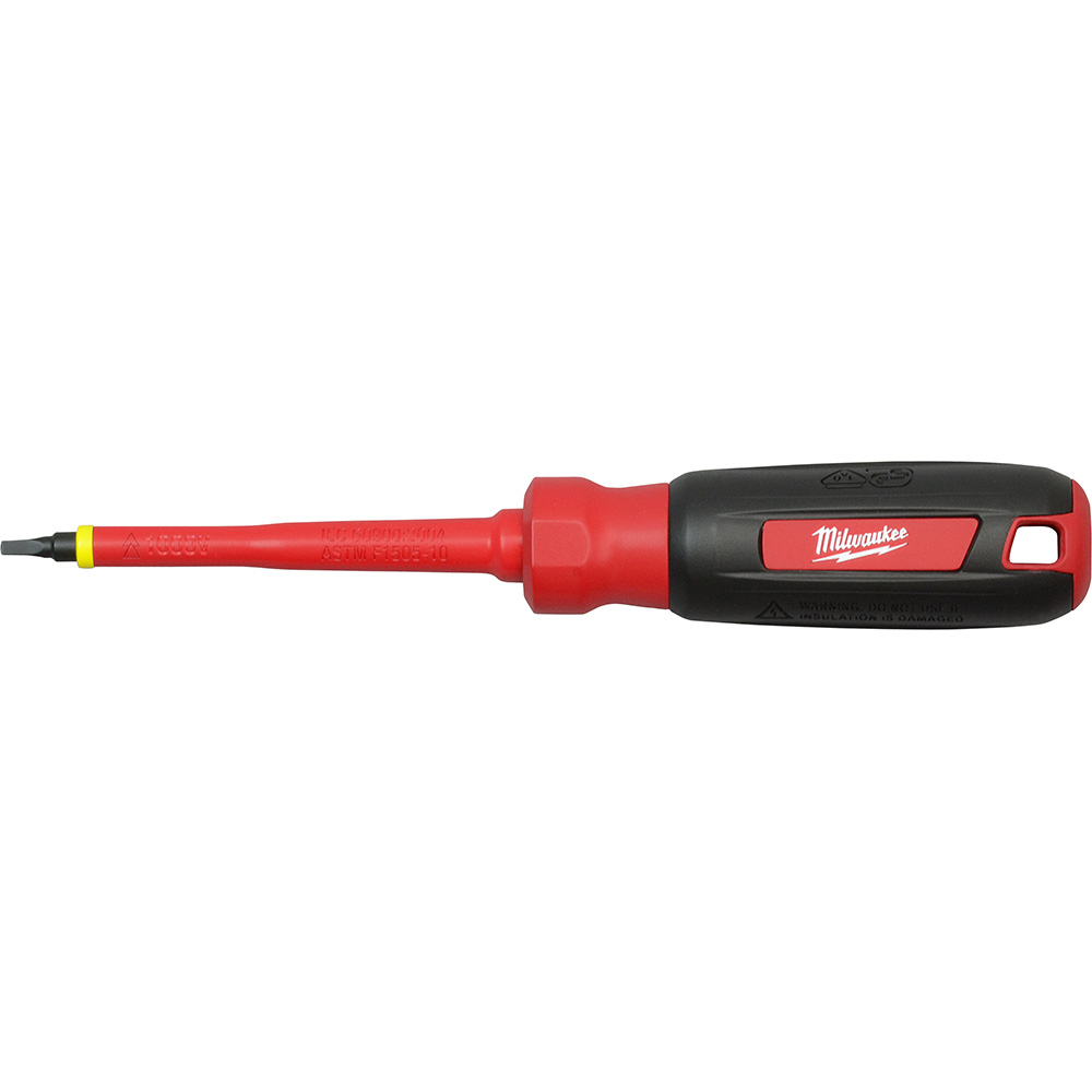 Screwdriver, Milwaukee, #2 Drive, Square Drive, 8 in OAL, 4 in L Shank, Plastic Handle - 1