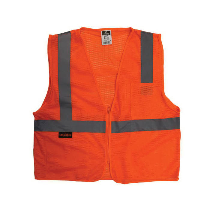 SV2ZOM-M Safety Vest, M, Polyester, Hi-Viz Orange, Zipper
