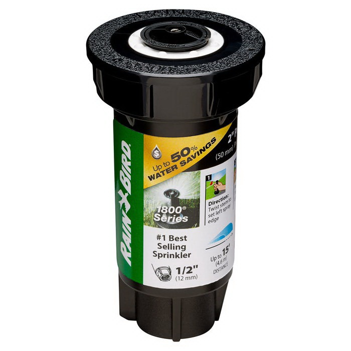 Rain Bird 1800 1802APPRS Pop-Up Spray Head, 1/2 in Connection, NPT, 2 in H Pop-Up, 15 ft, Adjustable Arc Nozzle