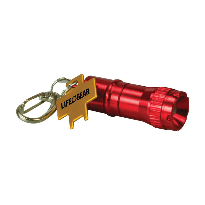 LifeGear 41-3944 Mini Keychain Flashlight, LR41 Battery, LED Lamp, 8 Lumens, Black/Blue/Pink/Red/Silver