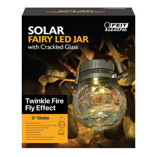 GLOBE3/SOL/LED Fairy Jar Light, 3 in Dia Dimensions, 3000 K Color Temp