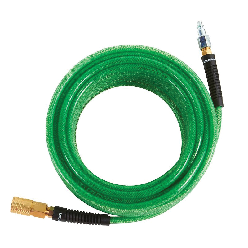 115155M Air Hose with Industrial Fittings, 1/4 in OD, 50 ft L, Crimped x Compression, 300 psi Pressure, Green