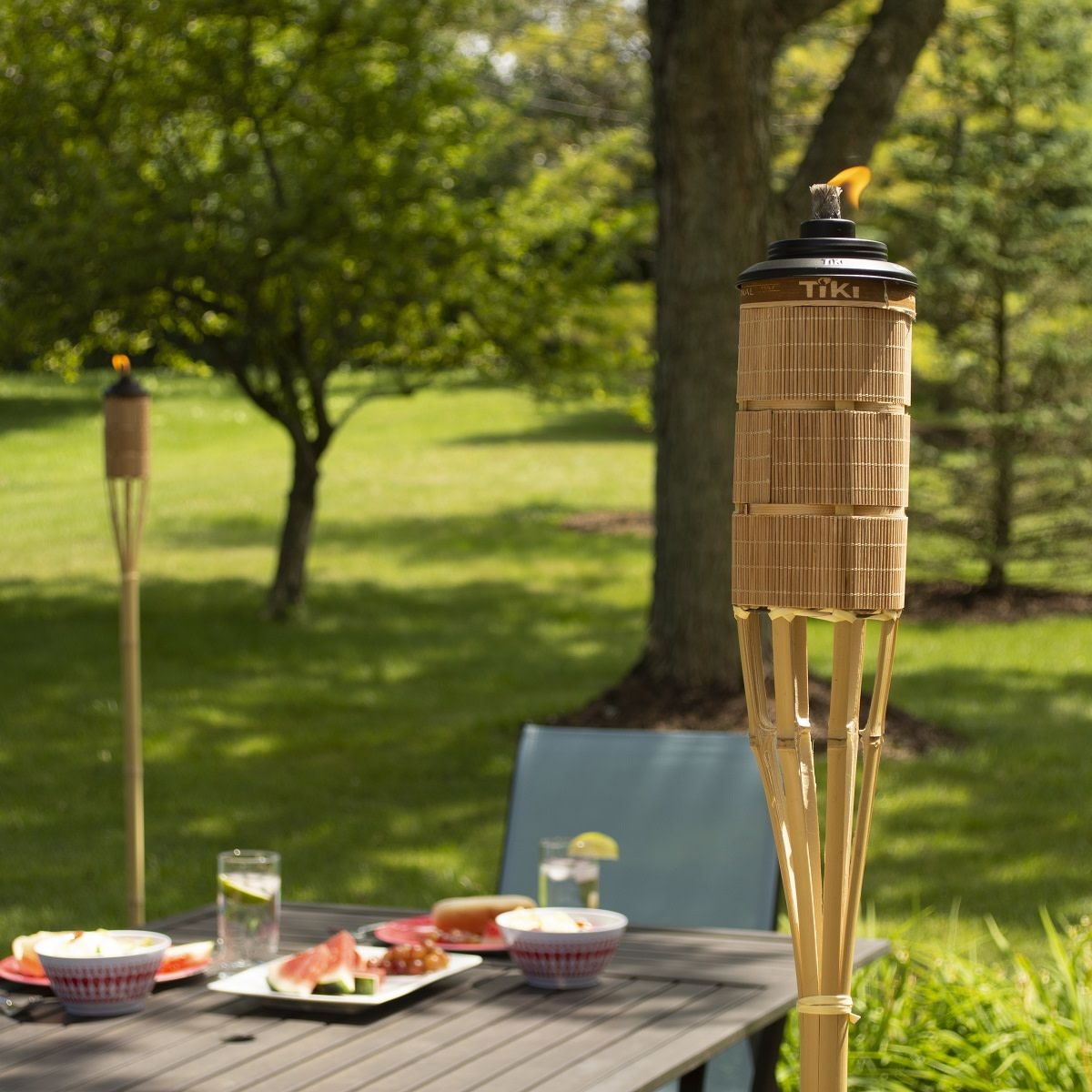 Weather-Resistant Horizon Torch, Tiki, 60 in H, Bamboo, Brown - 3