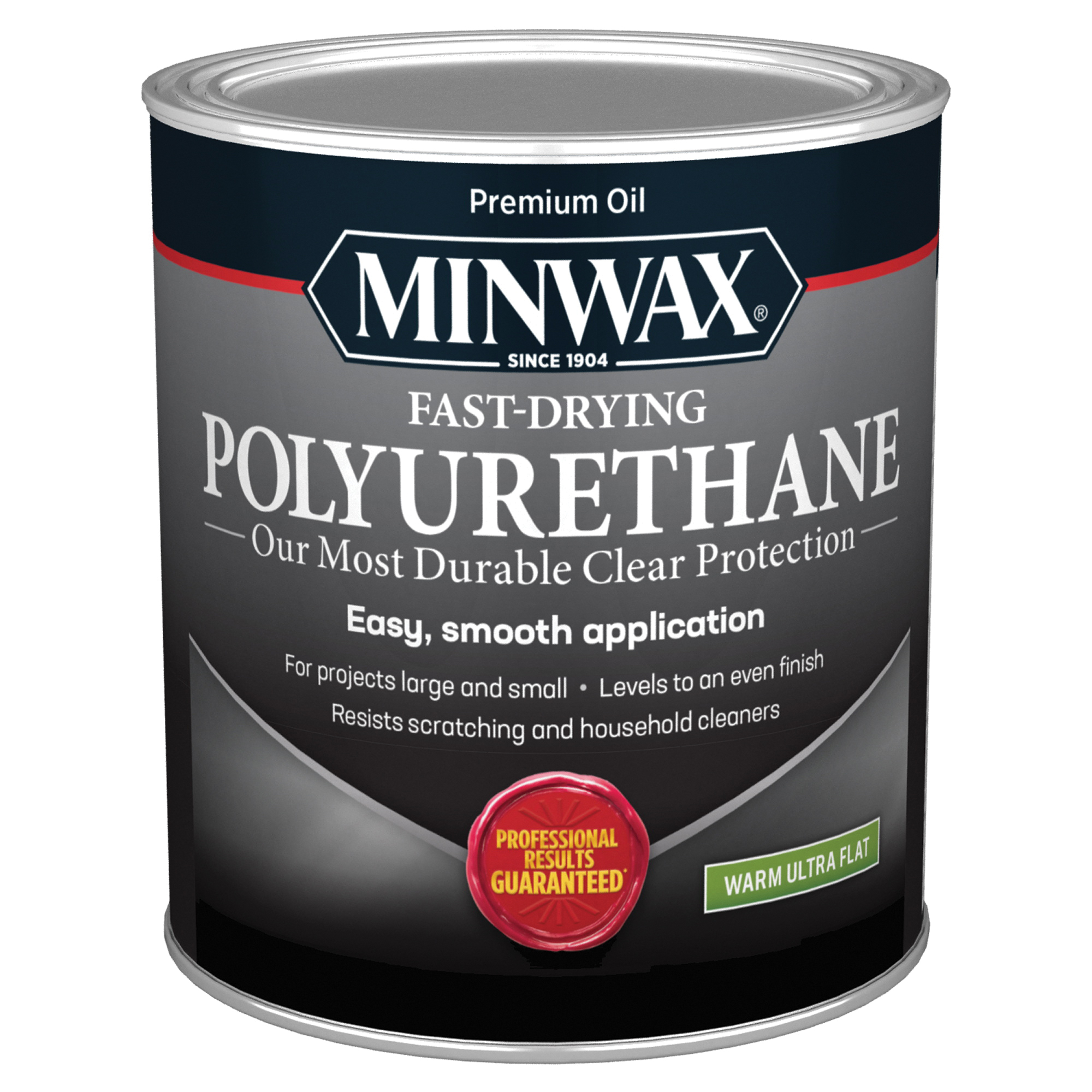 630154444 Fast-Drying Polyurethane, Ultra Flat, Clear, 1 qt