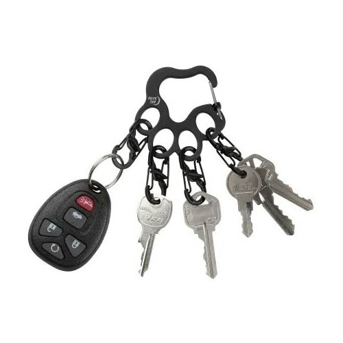 Nite Ize KLKW-01-R6 Key Holder, 4-Key Hook, Stainless Steel, Black, 3.44 in L, 2.13 in W, 0.57 in H - 3