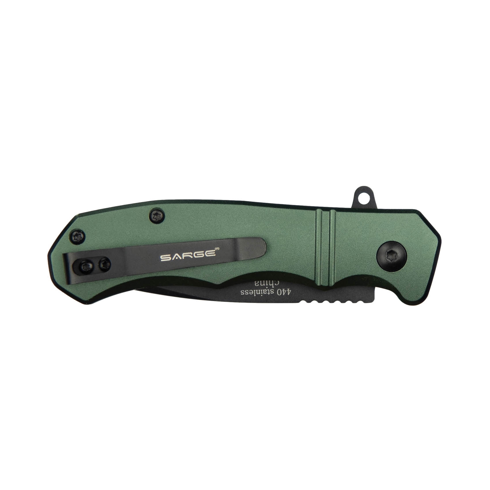 Sarge Knives, Tactical Folding Pocket Knife, 3 in L, 440 Stainless Steel Blade, Army Green Handle - 4
