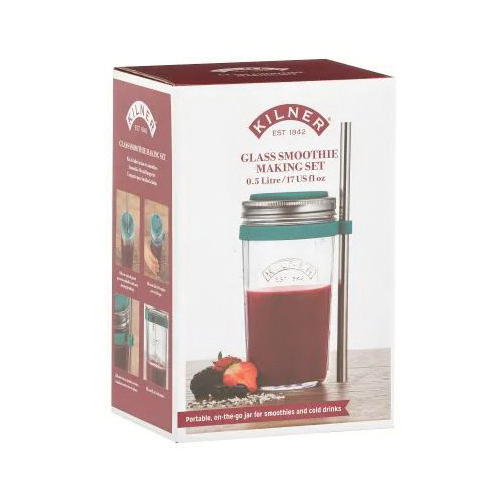 Kilner Glass Smoothie Making Set With Reusable Stainless Steel Straw