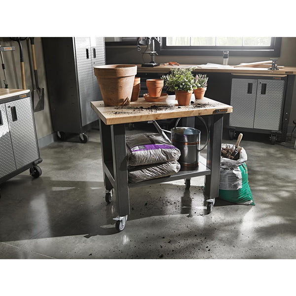Gladiator GAMW36HWEG Mobile Workstation, 36 in OAW, 34 in OAH, 24 in OAD, 680 lb, Hammered Granite, Hardwood Tabletop - 5