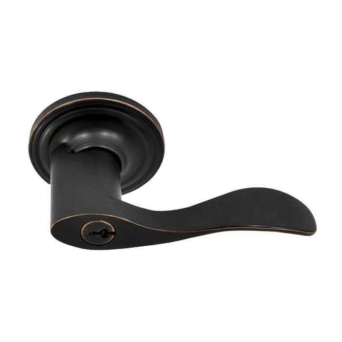 Lombard Series 54511DB Entry Door Lock, Lever Handle, Dark Bronze, Metal, KW1 Keyway, 3 Grade, Reversible Hand